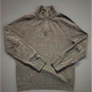 Banana Republic Quarter Zipper Sweater Gray Wool Italian Yarn Tall Large JBHS